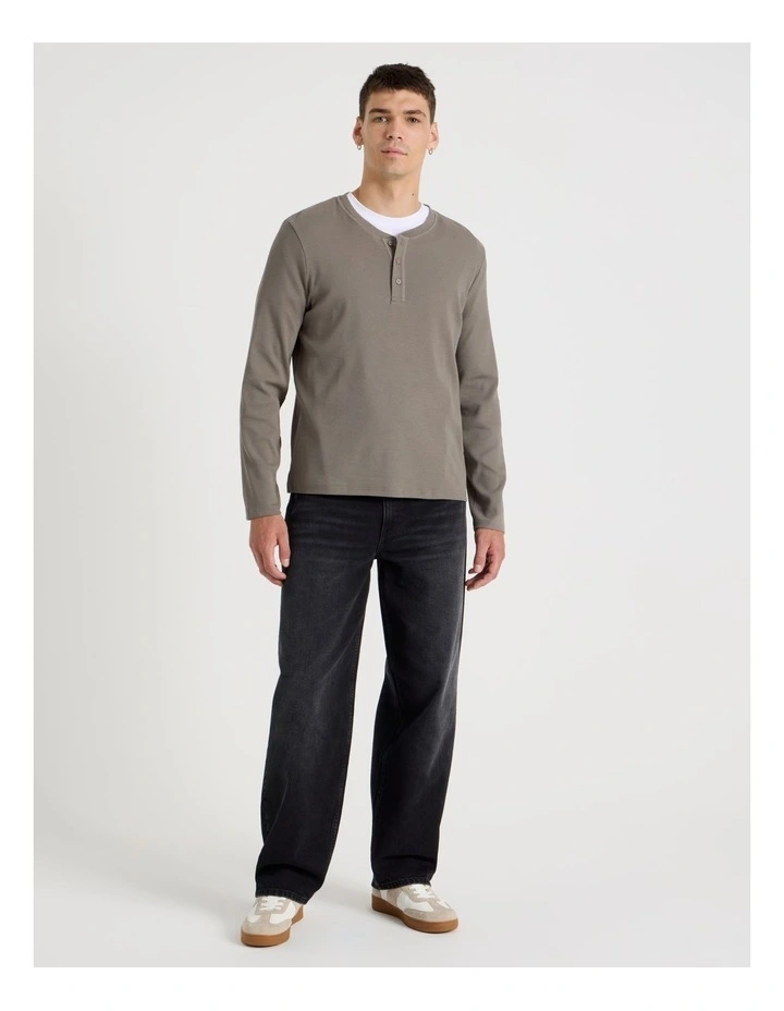Henley Rib Knit in Stone image 2