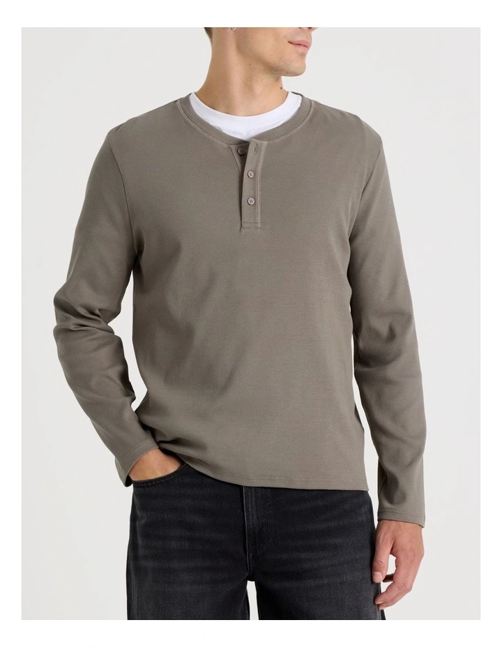 Henley Rib Knit in Stone image 3
