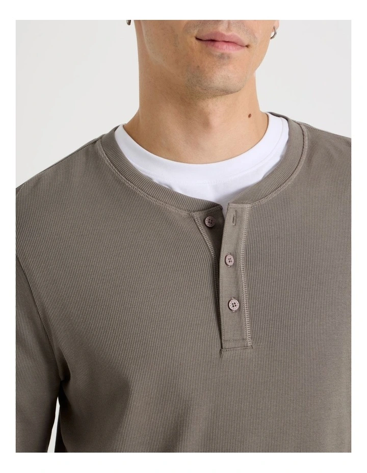 Henley Rib Knit in Stone image 4