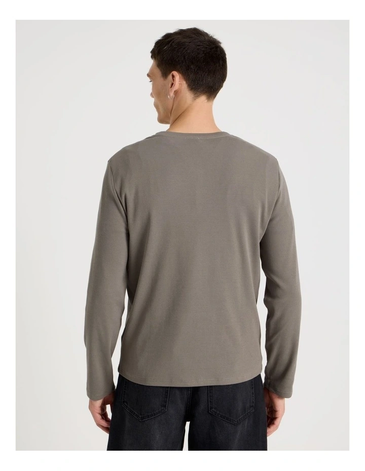 Henley Rib Knit in Stone image 6