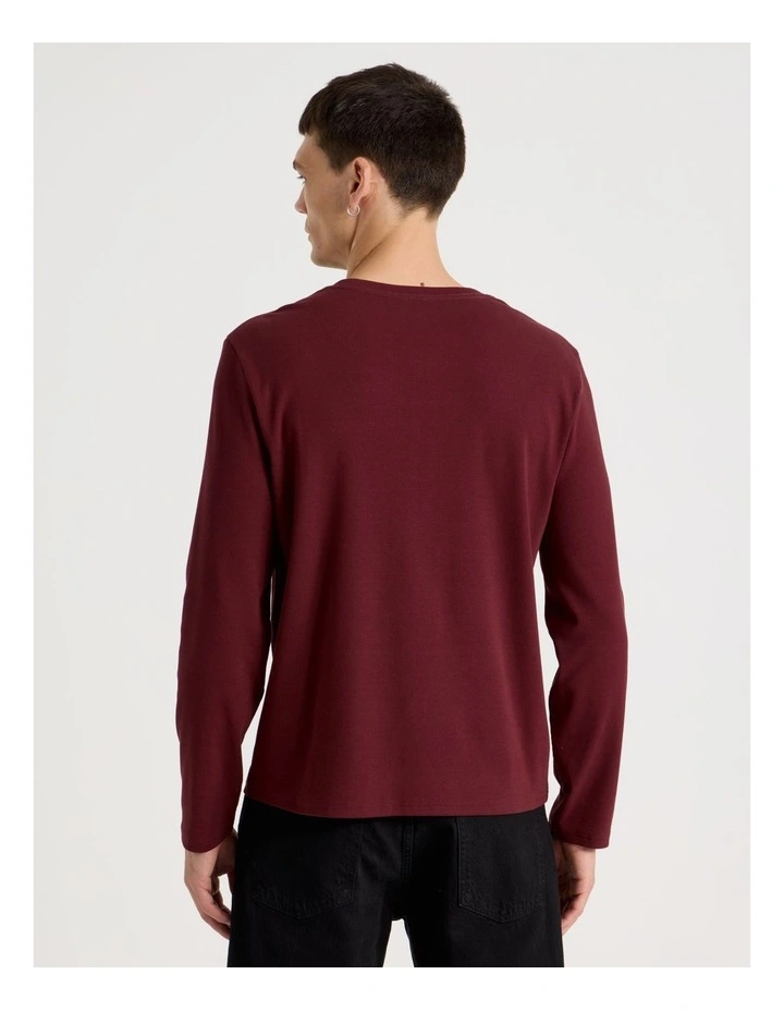 Regular Fit Henley Rib Knit in Red image 5