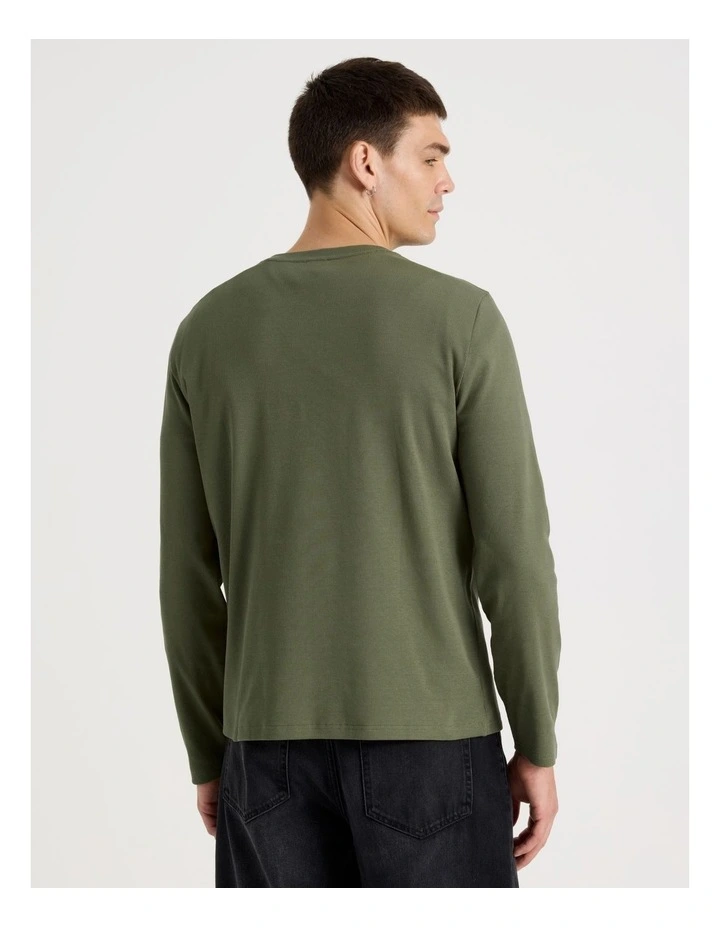 Regular Fit Henley Rib Knit in Light Khaki image 5