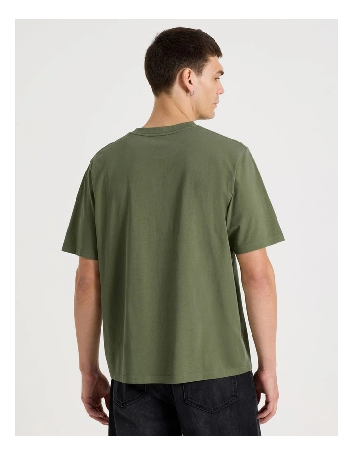 Garment Dye Loose Crew Neck T-Shirt Lt Khaki image 4