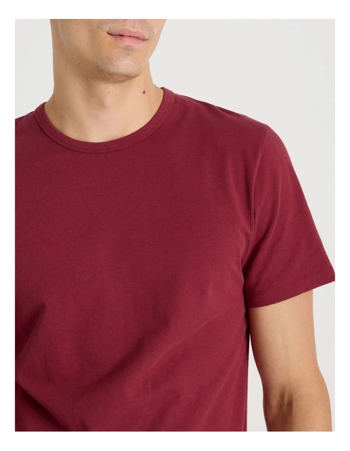Slim Crew Neck T-Shirt in Red image 3