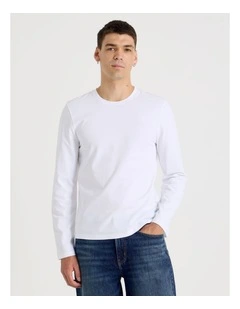Slim Crew Neck Long Sleeve T-Shirt in White