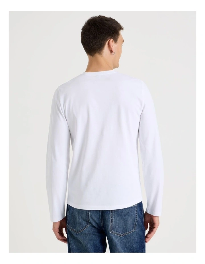 Slim Crew Neck Long Sleeve T-Shirt in White image 5