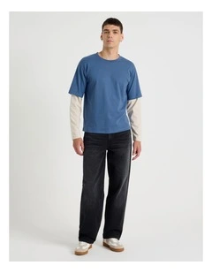 Double Sleeves T-Shirt in Mid Blues