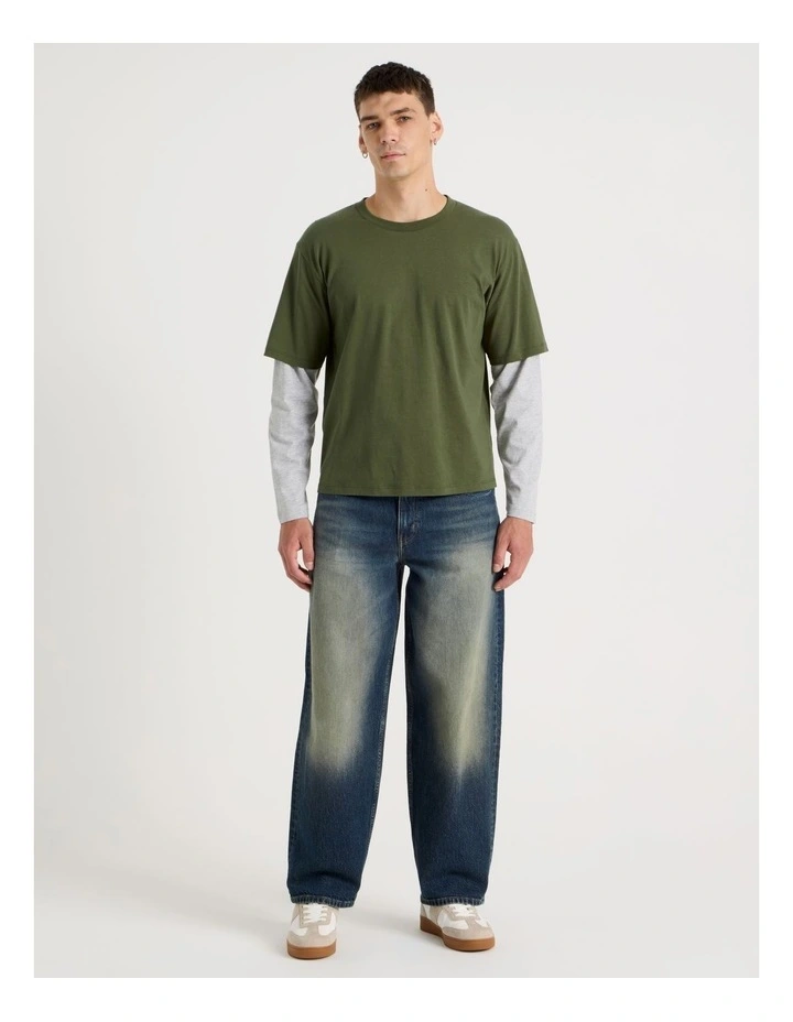 Double Sleeves T-Shirt in Light Khaki image 2