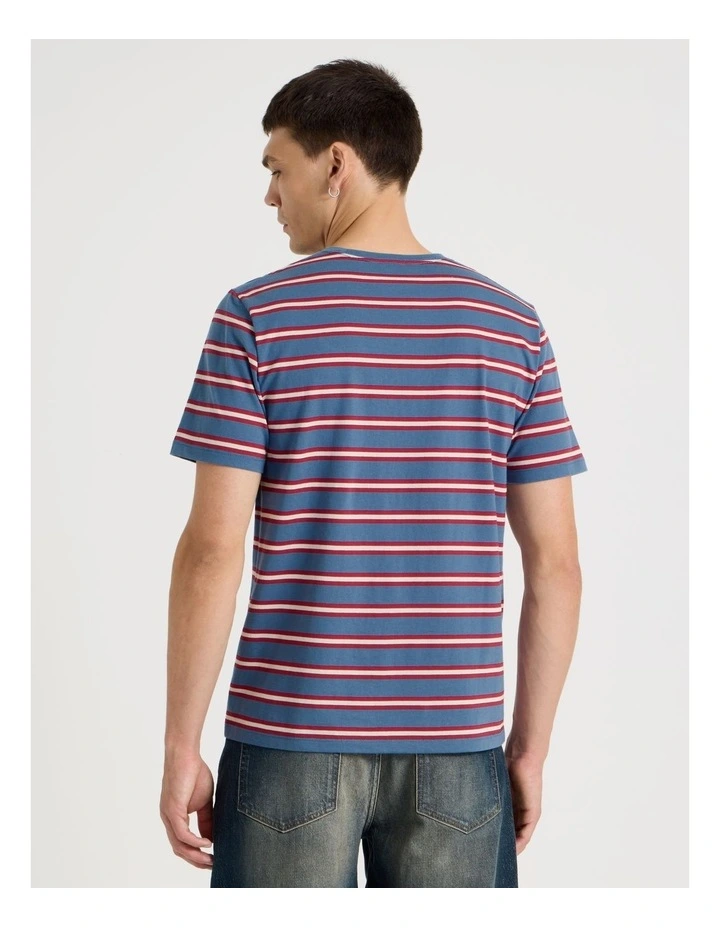 Crew Neck Stripe T-Shirt in Mid Blues image 6