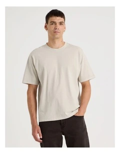 Garment Dye Loose Crew Neck T-Shirt in Bone