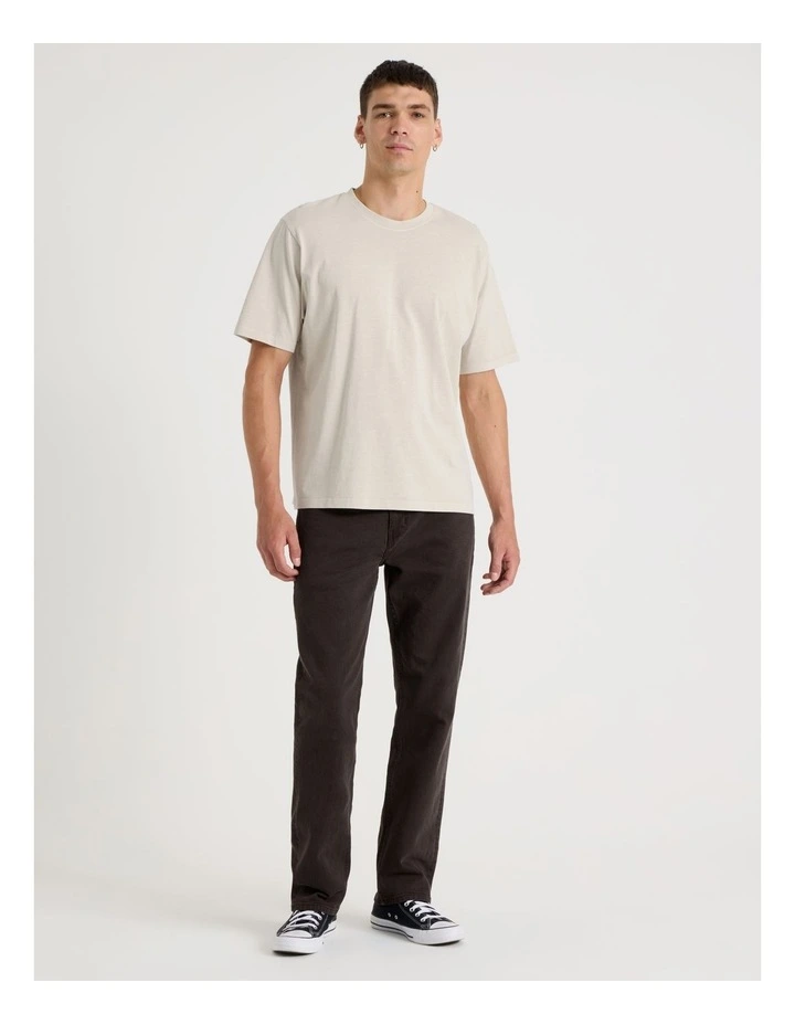 Garment Dye Loose Crew Neck T-Shirt in Bone image 2