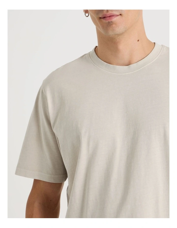 Garment Dye Loose Crew Neck T-Shirt in Bone image 3