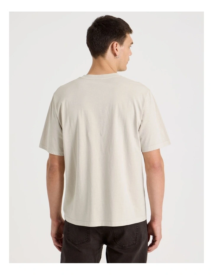 Garment Dye Loose Crew Neck T-Shirt in Bone image 4