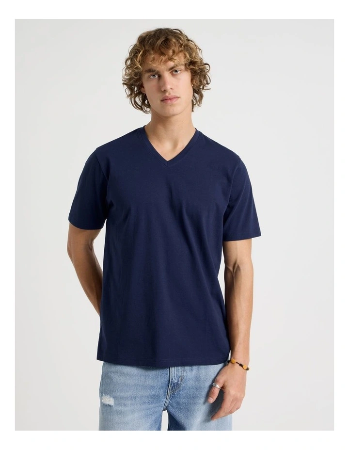 V-Neck T-Shirt in Navy image 1