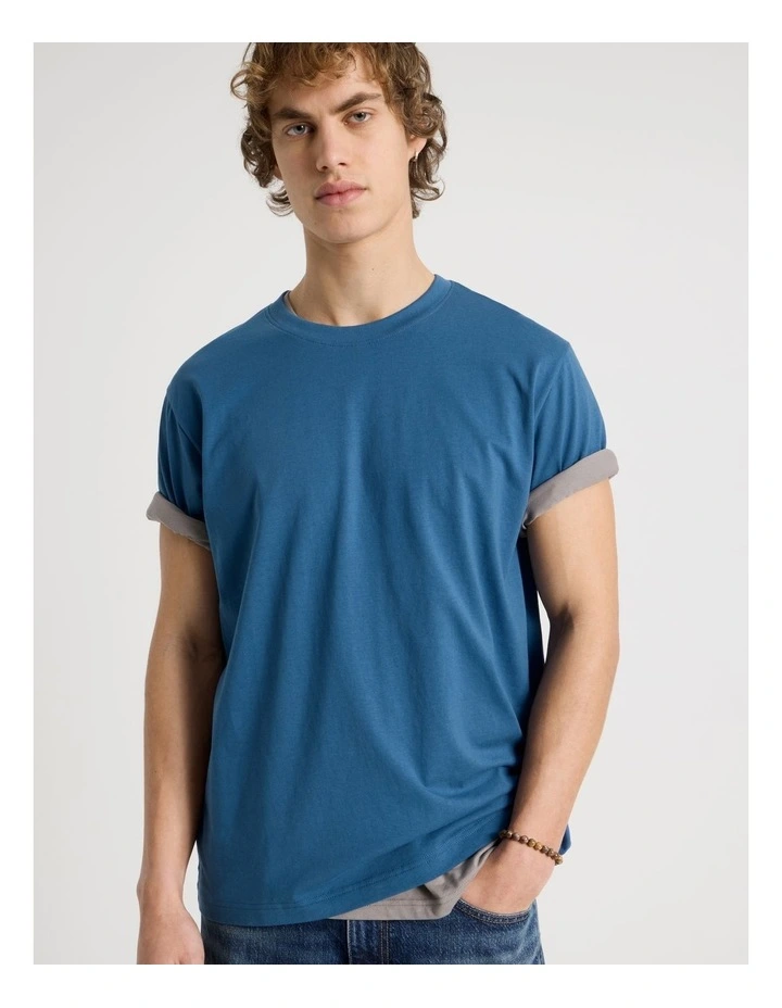 Loose Crew Neck T-Shirt in Blue image 3