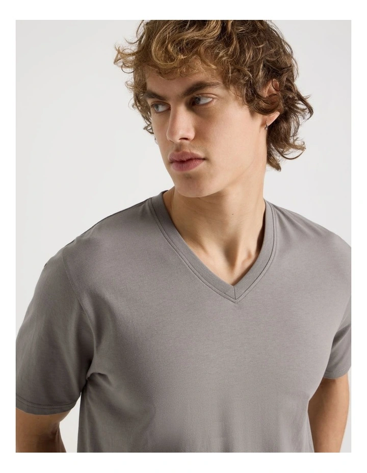 V-Neck T-Shirt in Stone image 1