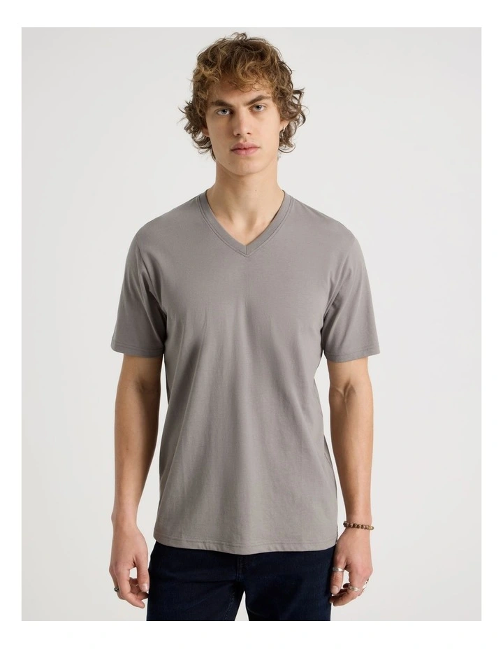 V-Neck T-Shirt in Stone image 2