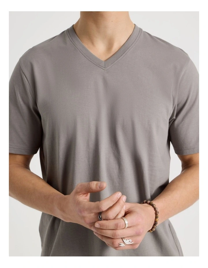 V-Neck T-Shirt in Stone image 4