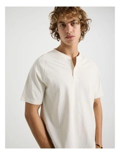 Short Sleeve Henley Slub Ecru
