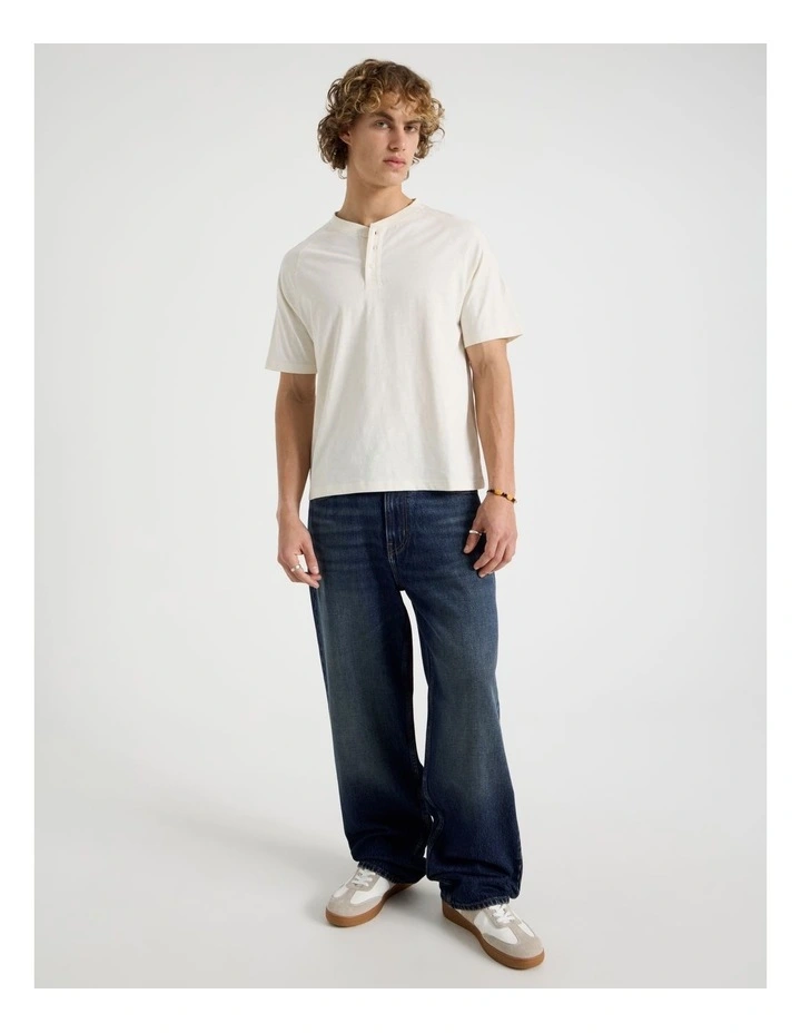 Short Sleeve Henley Slub Ecru image 3