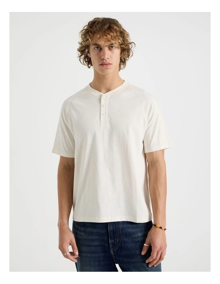 Short Sleeve Henley Slub Ecru image 4