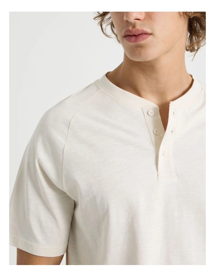 Short Sleeve Henley Slub Ecru image 6