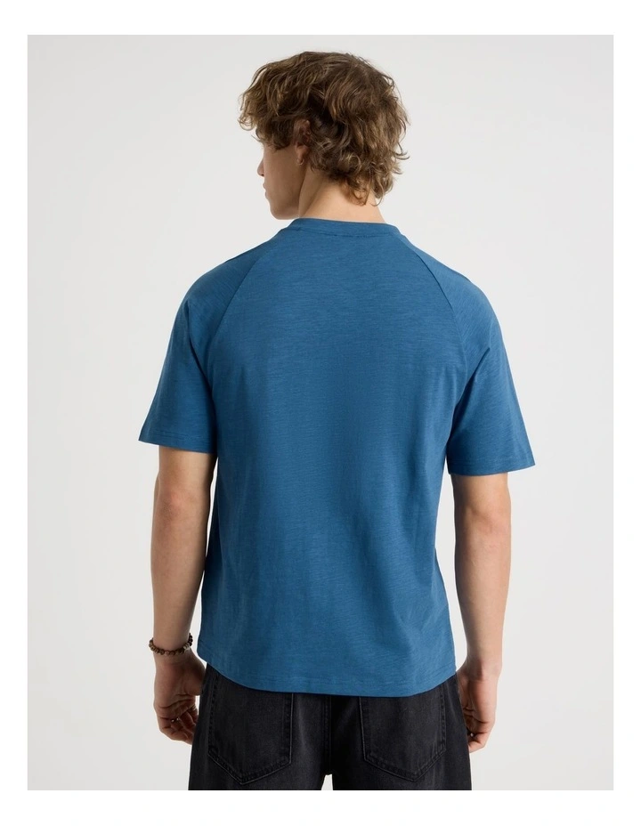 Short Sleeve Henley in Slub Blue image 6
