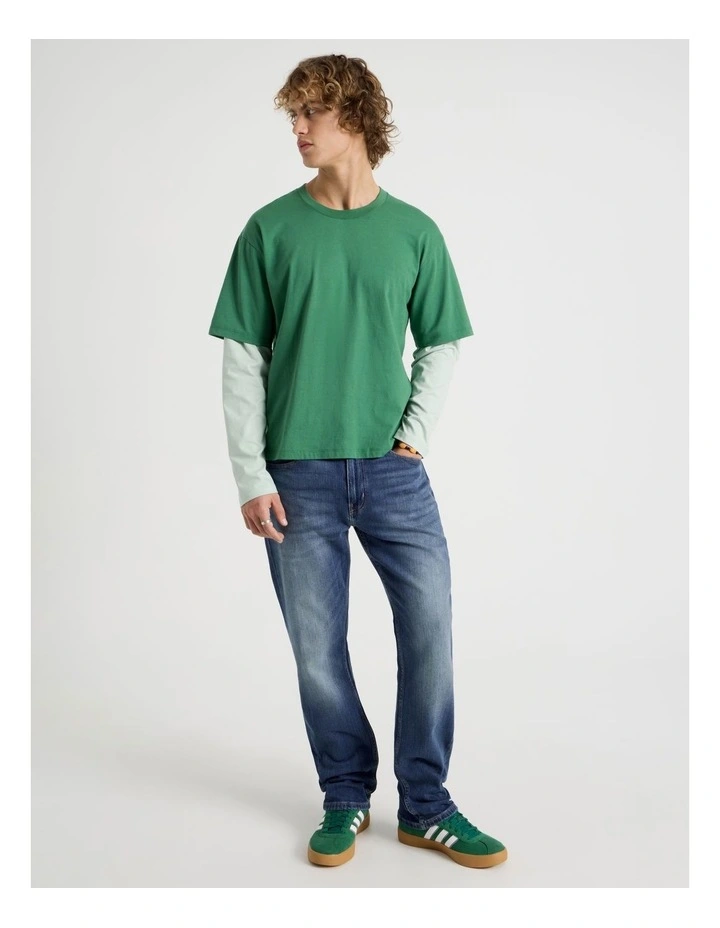 Double Sleeve Crew Neck Tee in Dark Green image 2