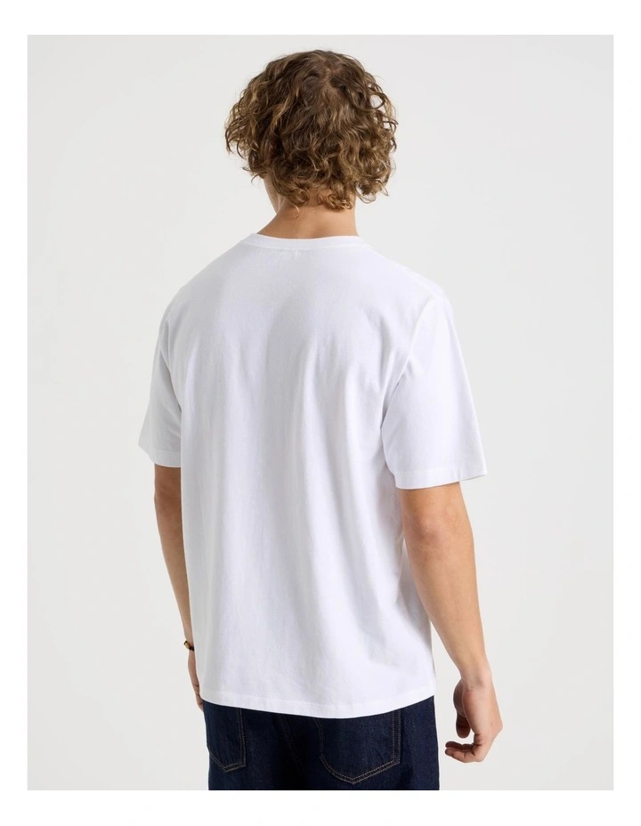 Loose Fit Crew Neck Graphic T-Shirt in White image 5