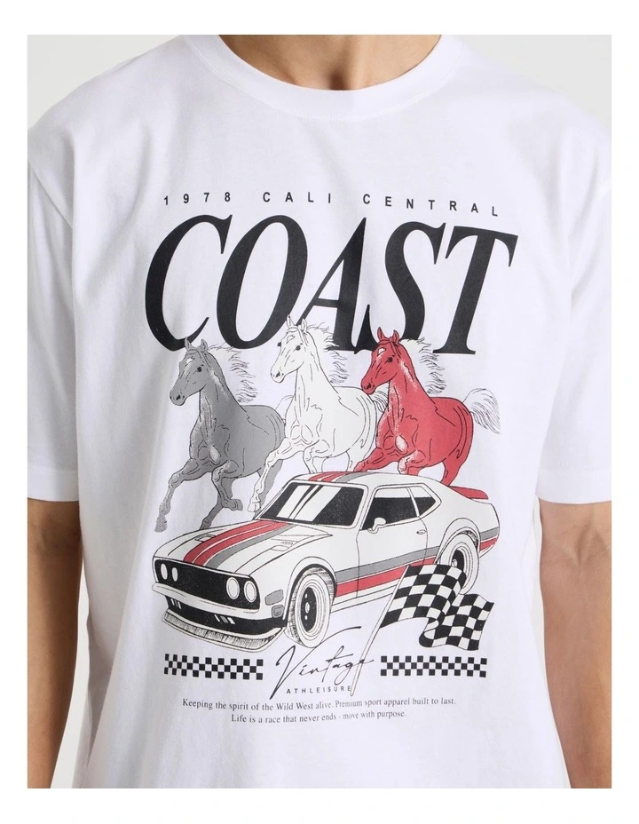 Loose Fit Crew Neck Graphic T-Shirt in White image 6