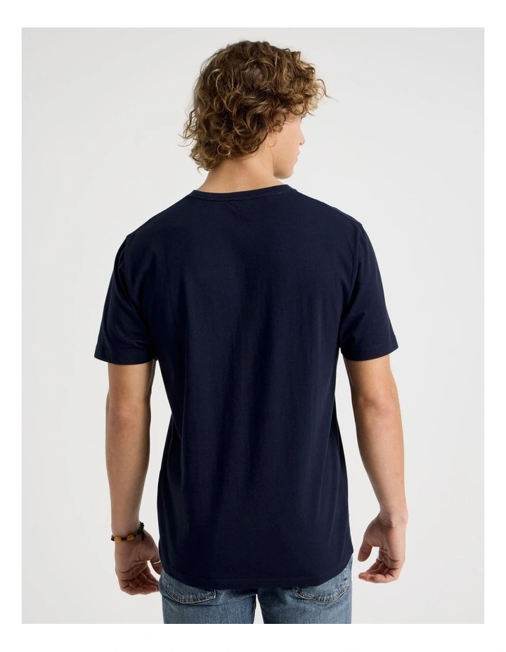Regular Fit Crew Neck Graphic T-Shirt in Navy image 5