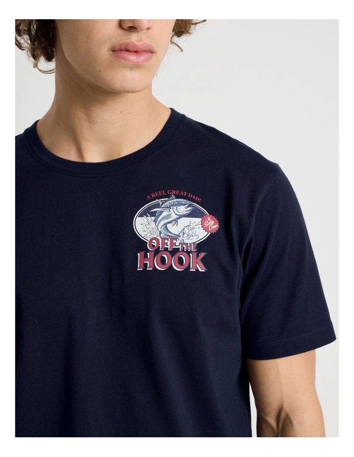 Regular Fit Crew Neck Graphic T-Shirt in Navy image 6