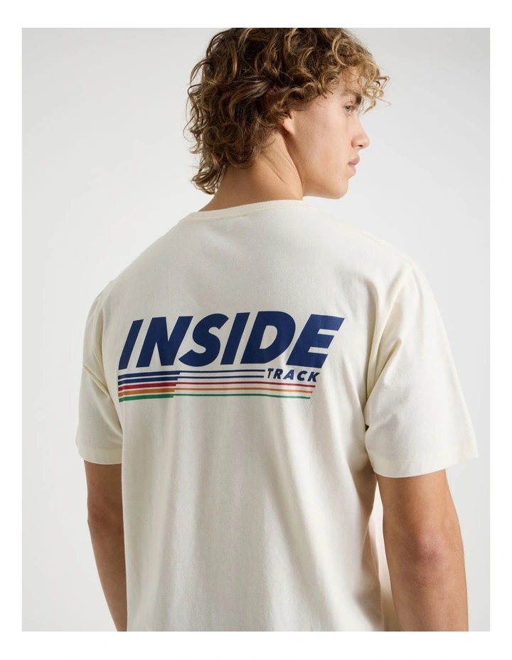 Regular Fit Crew Neck Graphic T-Shirt in Ecru image 2