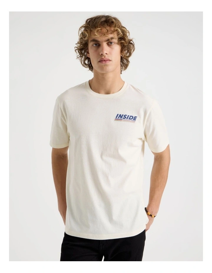 Regular Fit Crew Neck Graphic T-Shirt in Ecru image 3
