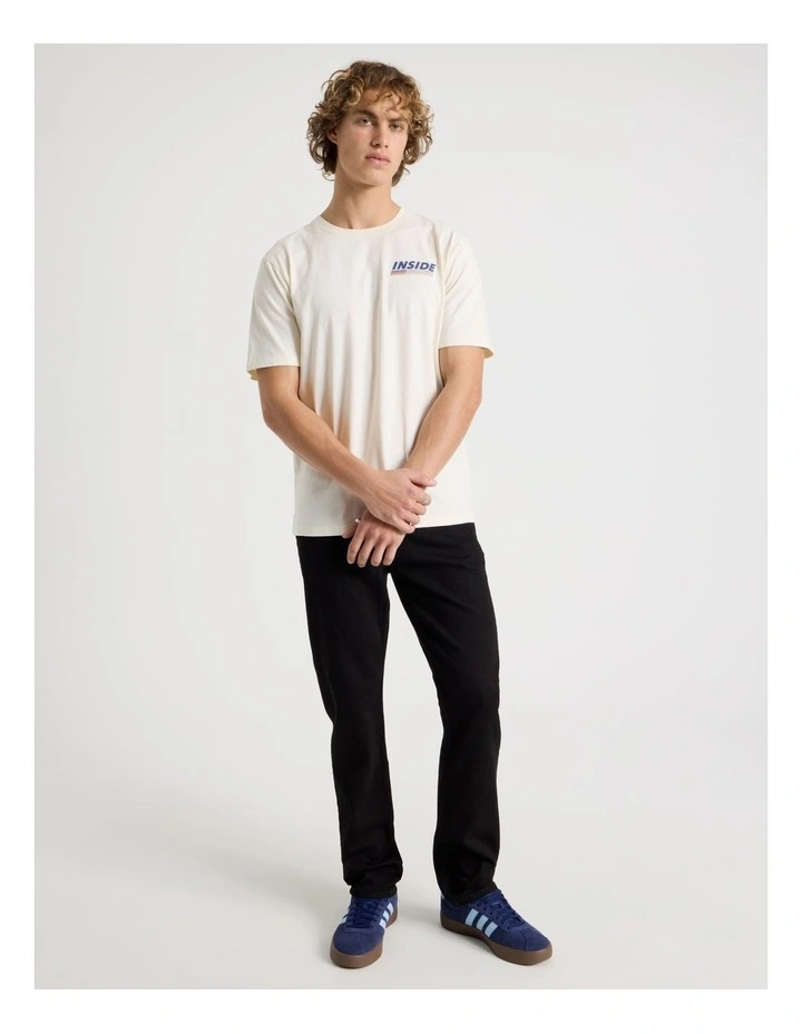 Regular Fit Crew Neck Graphic T-Shirt in Ecru image 4