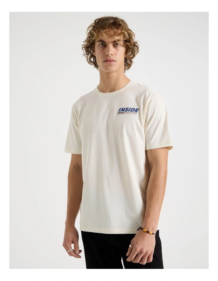 Regular Fit Crew Neck Graphic T-Shirt in Ecru image 5