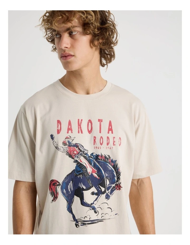 Loose Fit Crew Neck Graphic T-Shirt in Bone image 3