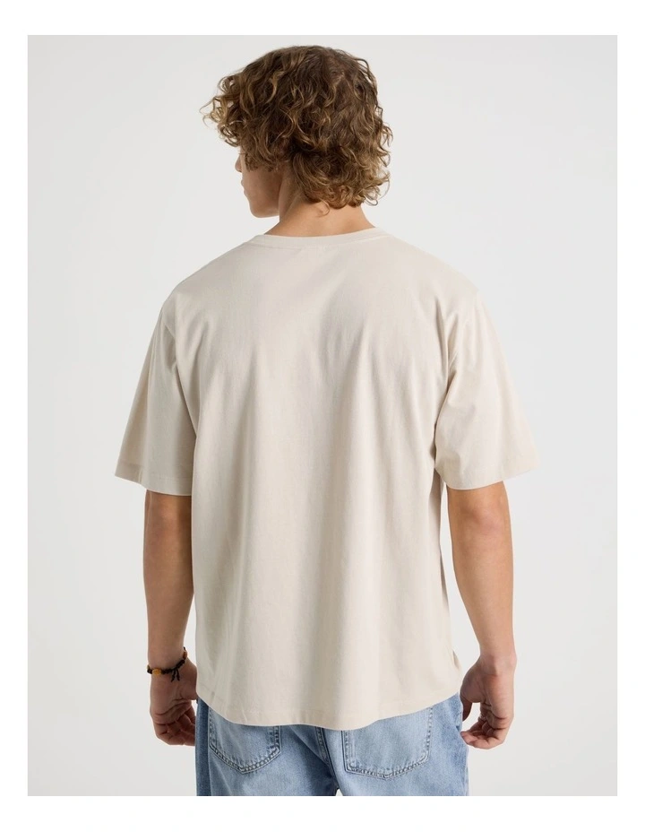 Loose Fit Crew Neck Graphic T-Shirt in Bone image 6