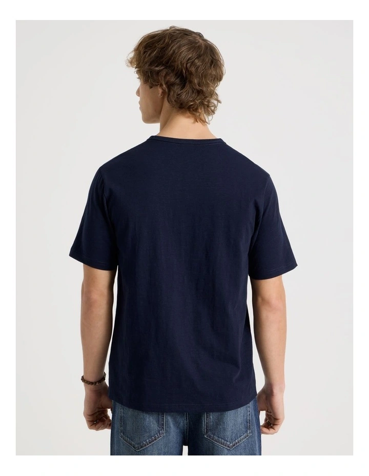 Regular Fit Crew Slub T-Shirt in Navy image 6