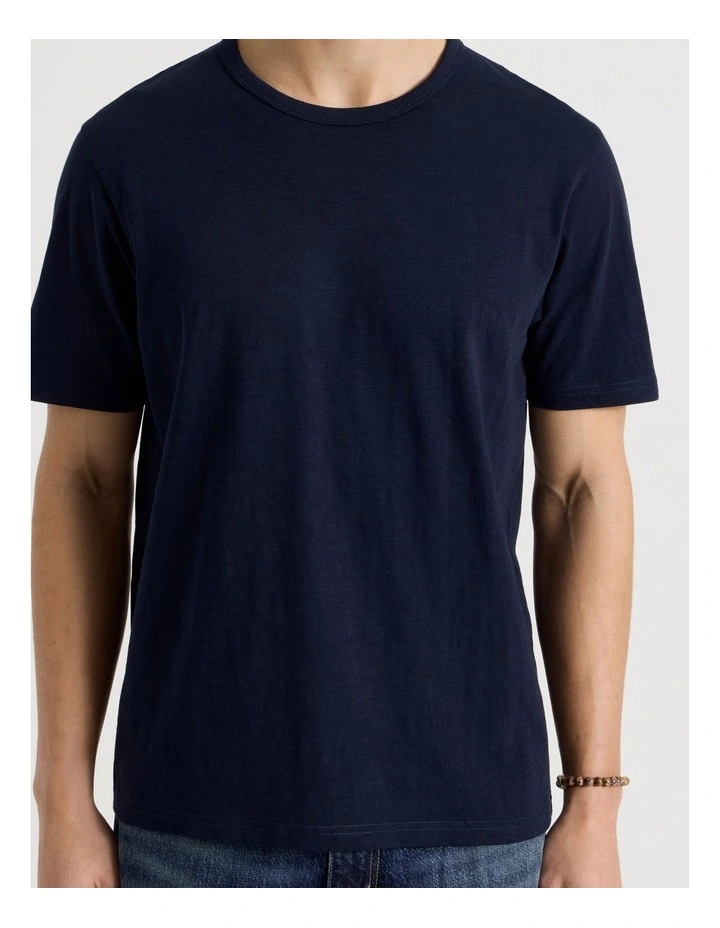 Regular Fit Crew Slub T-Shirt in Navy image 7