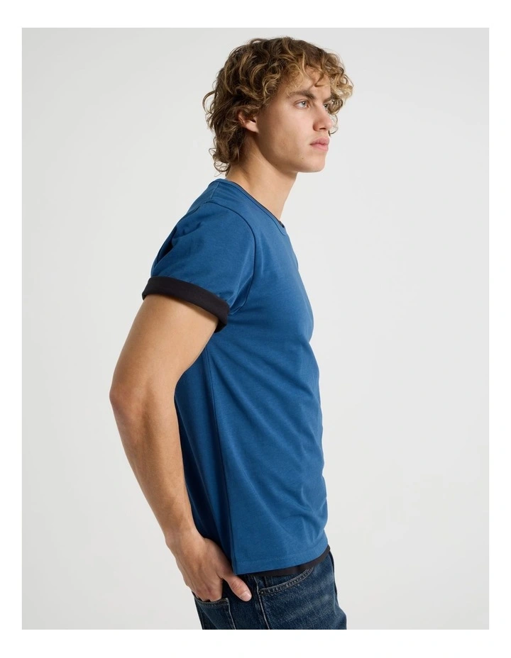 Slim Crew Neck T-Shirt in Blue image 3