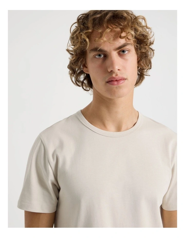 Slim Crew Neck T-Shirt in Bone image 3