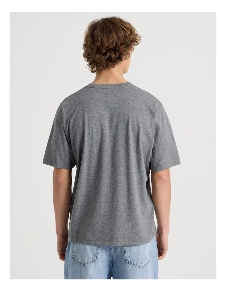 Loose Fit Crew Neck Graphic T-Shirt in Char Marle image 6