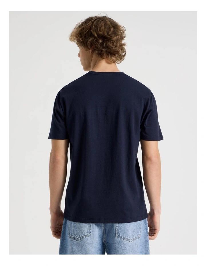 Regular Fit Graphic Crew Neck T-Shirt in Navy image 6