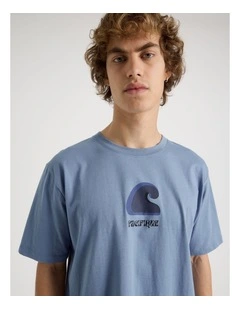 Loose Fit Crew Neck Graphic T-Shirt in Blue
