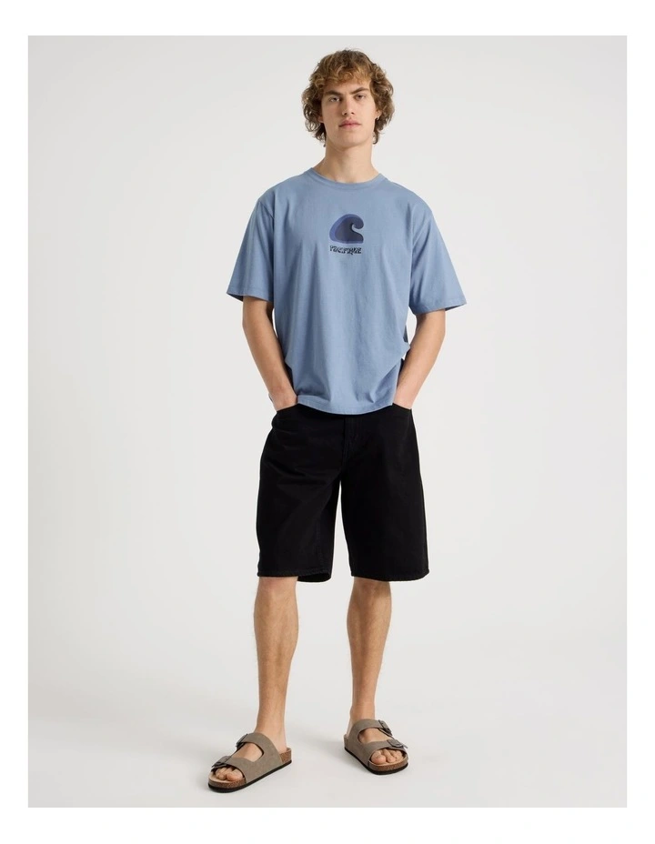 Loose Fit Crew Neck Graphic T-Shirt in Blue image 2