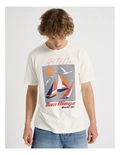 Regular Fit Graphic Crew Neck T-Shirt in Ecru