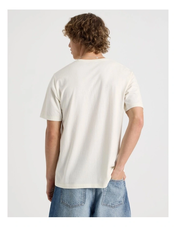 Regular Fit Graphic Crew Neck T-Shirt in Ecru image 6