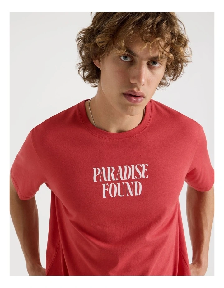 Regular Fit Graphic Crew Neck T-Shirt in Red image 1
