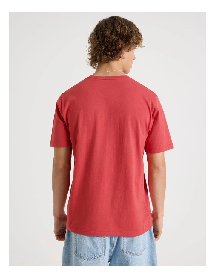 Regular Fit Graphic Crew Neck T-Shirt in Red image 6
